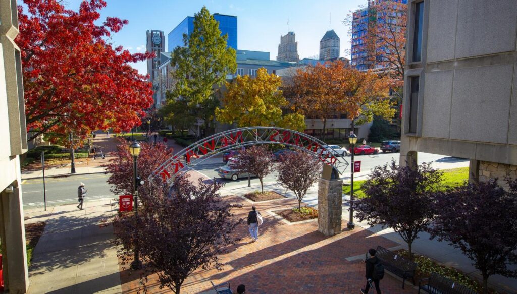 Aerial view of the Rutgers University-Newark campus